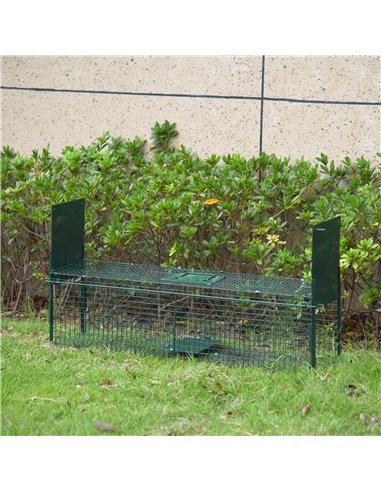 PawHut Two-Door Live Trap for Small Animals, Animal Trap for Rat, Mice - Dark Green