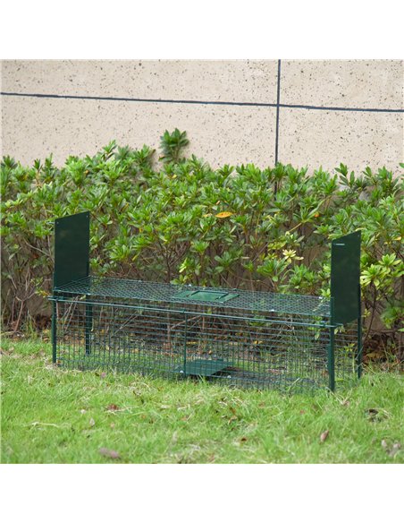 PawHut Two-Door Live Trap for Small Animals, Animal Trap for Rat, Mice - Dark Green - pic 158020 | FastDaddyshop