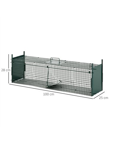 PawHut Two-Door Live Trap for Small Animals, Animal Trap for Rat, Mice - Dark Green