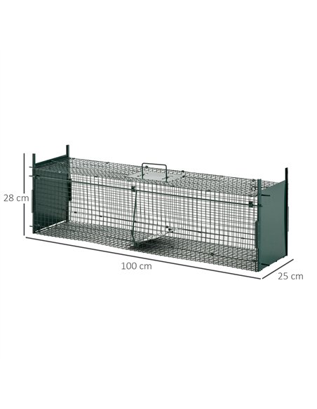 PawHut Two-Door Live Trap for Small Animals, Animal Trap for Rat, Mice - Dark Green - pic 158021 | FastDaddyshop