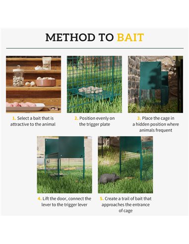 PawHut Two-Door Live Trap for Small Animals, Animal Trap for Rat, Mice - Dark Green