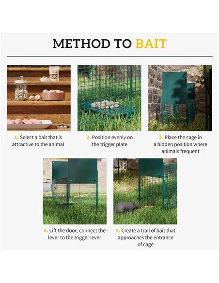 PawHut Two-Door Live Trap for Small Animals, Animal Trap for Rat, Mice - Dark Green - pic 158023 | FastDaddyshop