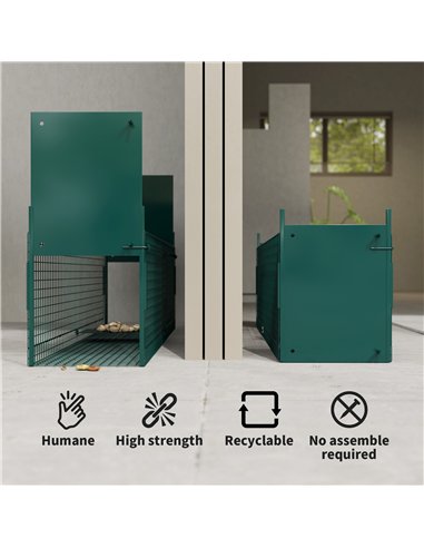 PawHut Two-Door Live Trap for Small Animals, Animal Trap for Rat, Mice - Dark Green