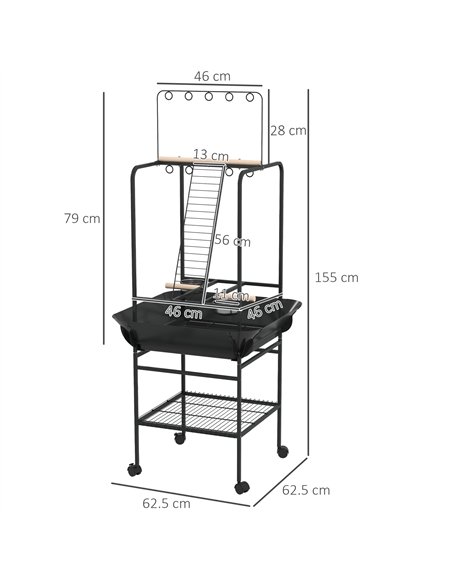 PawHut Steel Bird Table, Bird Feeder stand, with Perches, Stainless Steel Feed Bowls, Trays - Dark Grey - pic 158030 | FastDaddyshop