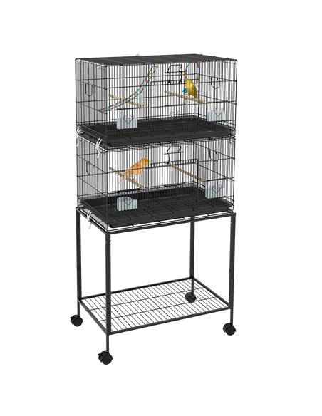 PawHut Two-Tier Bird Cage on Wheels, with Stand, for Small Birds - pic 158055 | FastDaddyshop