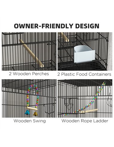 PawHut Two-Tier Bird Cage on Wheels, with Stand, for Small Birds