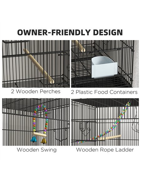 PawHut Two-Tier Bird Cage on Wheels, with Stand, for Small Birds - pic 158060 | FastDaddyshop