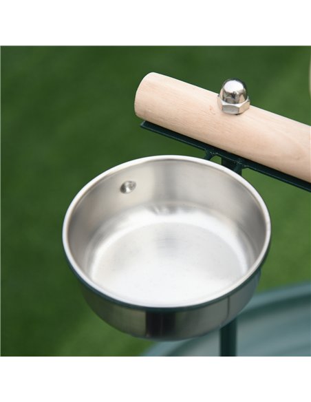 PawHut Bird Perch Stand with Four Wheels, Feeding Bowls, for Small, Medium Birds, Green - pic 158097 | FastDaddyshop
