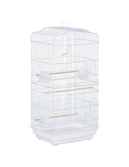 PawHut Large Metal Bird Cage with Perches, Food Bowls, Swing, for Budgies, Parakeets, White - pic 158100 | FastDaddyshop