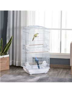 PawHut Large Metal Bird Cage with Perches, Food Bowls, Swing, for Budgies, Parakeets, White 2