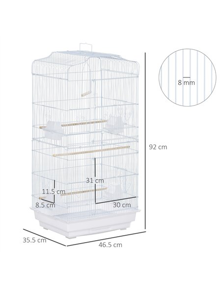 PawHut Large Metal Bird Cage with Perches, Food Bowls, Swing, for Budgies, Parakeets, White - pic 158102 | FastDaddyshop