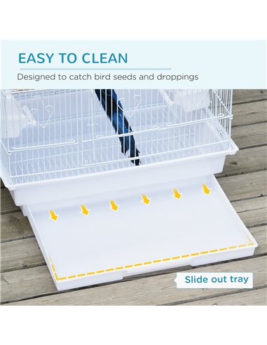 PawHut Large Metal Bird Cage with Perches, Food Bowls, Swing, for Budgies, Parakeets, White