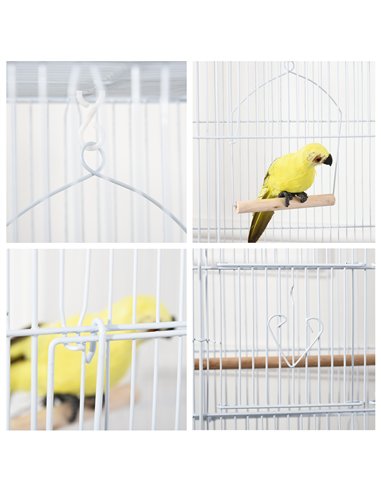 PawHut Large Metal Bird Cage with Perches, Food Bowls, Swing, for Budgies, Parakeets, White