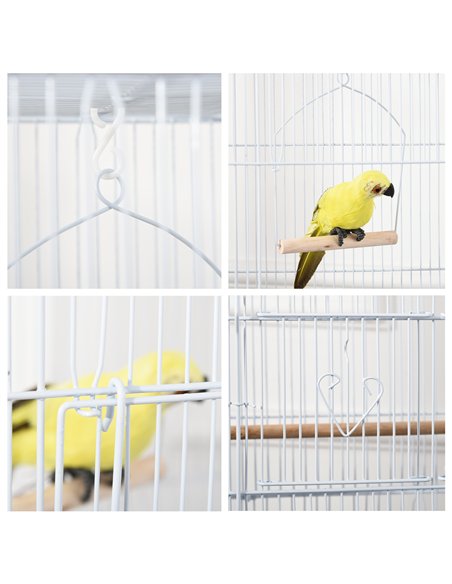 PawHut Large Metal Bird Cage with Perches, Food Bowls, Swing, for Budgies, Parakeets, White - pic 158108 | FastDaddyshop