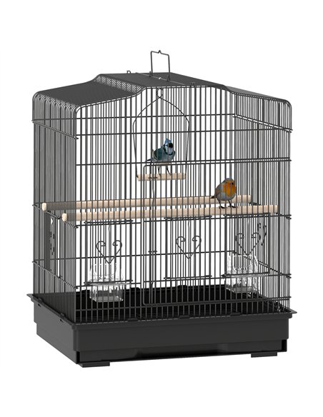 PawHut Large Metal Bird Cage with Perches, Food Bowls, Swing, for Budgies, Parakeets, Black - pic 158109 | FastDaddyshop