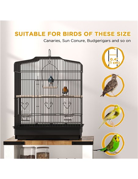 PawHut Large Metal Bird Cage with Perches, Food Bowls, Swing, for Budgies, Parakeets, Black - pic 158115 | FastDaddyshop