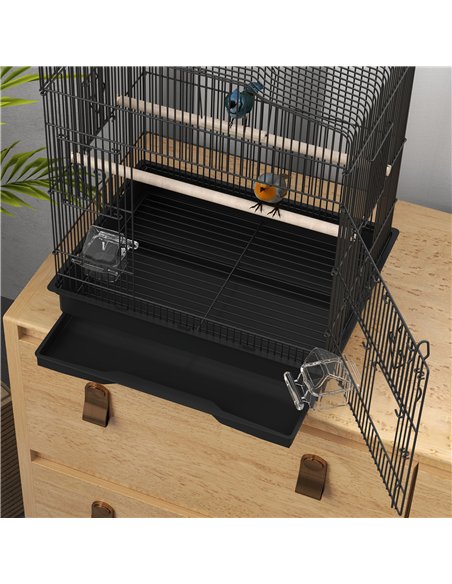 PawHut Large Metal Bird Cage with Perches, Food Bowls, Swing, for Budgies, Parakeets, Black - pic 158116 | FastDaddyshop
