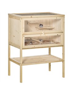 PawHut Wooden Hamster Cage with Storage Shelf, Small Animal Exercise Play House with Openable Top, for Hamsters, Gerbils, 60 x 4