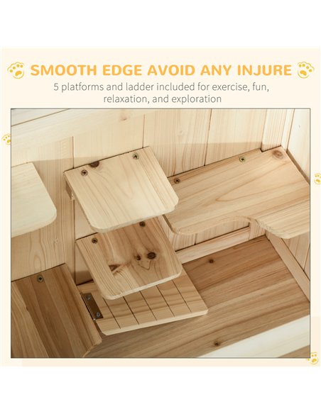 PawHut Wooden Hamster Cage with Storage Shelf, Small Animal Exercise Play House with Openable Top, for Hamsters, Gerbils, 60 x 4 - pic 158157 | FastDaddyshop