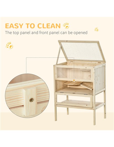 PawHut Wooden Hamster Cage with Storage Shelf, Small Animal Exercise Play House with Openable Top, for Hamsters, Gerbils, 60 x 4 - pic 158158 | FastDaddyshop