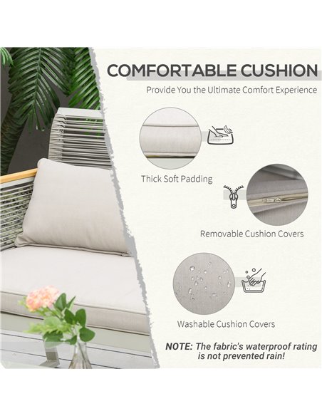 Outsunny 4 Pieces Outdoor Wicker Sofa Set with Cushions, Pillows & Tempered Glass Table, Grey - pic 15816 | FastDaddyshop
