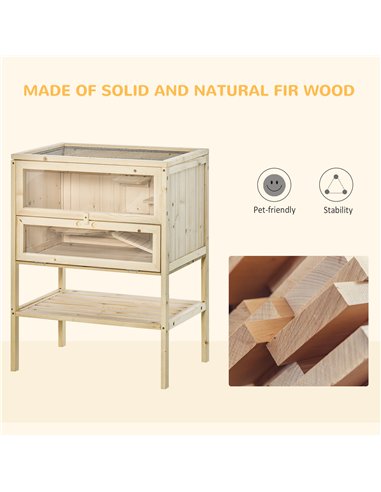 PawHut Wooden Hamster Cage with Storage Shelf, Small Animal Exercise Play House with Openable Top, for Hamsters, Gerbils, 60 x 4
