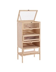 PawHut Wooden Large Hamster Cage, Gerbil Cage 4 Layers with Tall Bottom & Storage Shelf