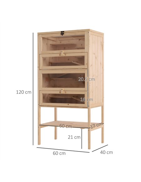 PawHut Wooden Large Hamster Cage, Gerbil Cage 4 Layers with Tall Bottom & Storage Shelf - pic 158165 | FastDaddyshop