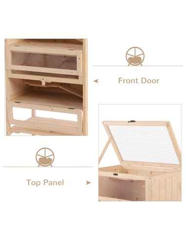 PawHut Wooden Large Hamster Cage, Gerbil Cage 4 Layers with Tall Bottom & Storage Shelf