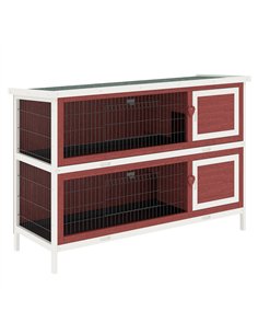 PawHut Rabbit Hutch Outdoor 2-Tier Guinea Pig Cage Bunny House Cage with No-Leak Trays for Indoor and Outdoor 136 x 50 x 93cm