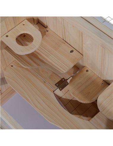 PawHut Wooden Hamster Cage Mouse Mice Rodent Small Animals Hutch Exercise Play House 60 x 35 x 42cm, Natural Wood Finish