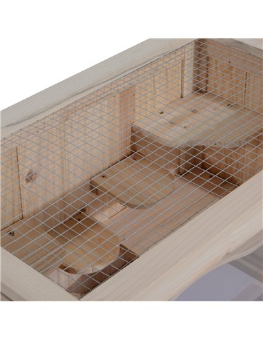 PawHut Wooden Hamster Cage Mouse Mice Rodent Small Animals Hutch Exercise Play House 60 x 35 x 42cm, Natural Wood Finish