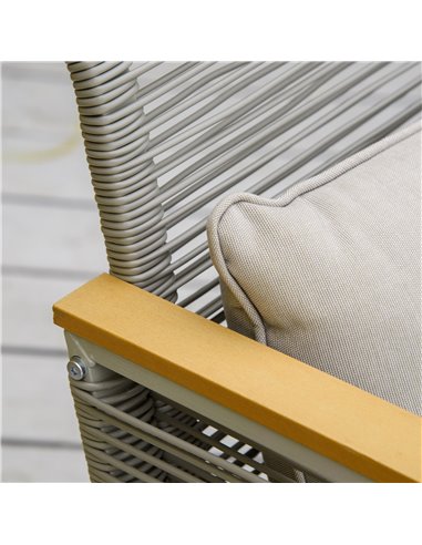 Outsunny 4 Pieces Outdoor Wicker Sofa Set with Cushions, Pillows & Tempered Glass Table, Grey