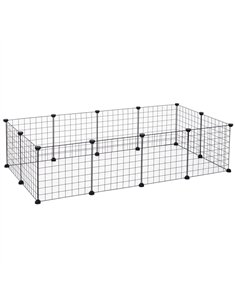 PawHut DIY Pet Playpen Metal Wire Fence 12 Panel Enclosure Indoor Outdoor Guinea Pig Bunny Small Animals Cage Black