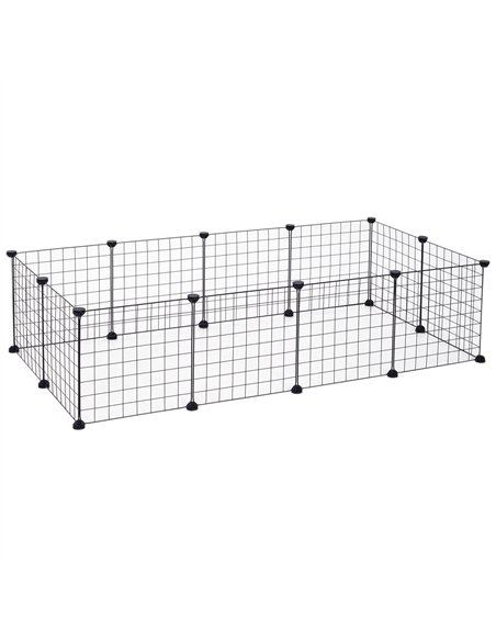 PawHut DIY Pet Playpen Metal Wire Fence 12 Panel Enclosure Indoor Outdoor Guinea Pig Bunny Small Animals Cage Black - pic 158199 | FastDaddyshop