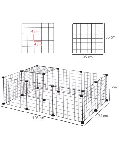 PawHut DIY Pet Playpen Metal Wire Fence 12 Panel Enclosure Indoor Outdoor Guinea Pig Bunny Small Animals Cage Black