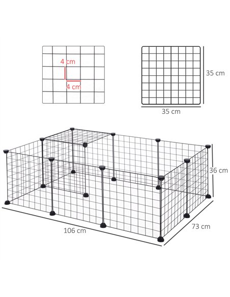 PawHut DIY Pet Playpen Metal Wire Fence 12 Panel Enclosure Indoor Outdoor Guinea Pig Bunny Small Animals Cage Black - pic 158201 | FastDaddyshop