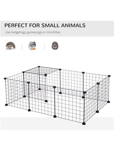 PawHut DIY Pet Playpen Metal Wire Fence 12 Panel Enclosure Indoor Outdoor Guinea Pig Bunny Small Animals Cage Black