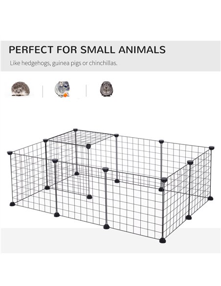 PawHut DIY Pet Playpen Metal Wire Fence 12 Panel Enclosure Indoor Outdoor Guinea Pig Bunny Small Animals Cage Black - pic 158202 | FastDaddyshop