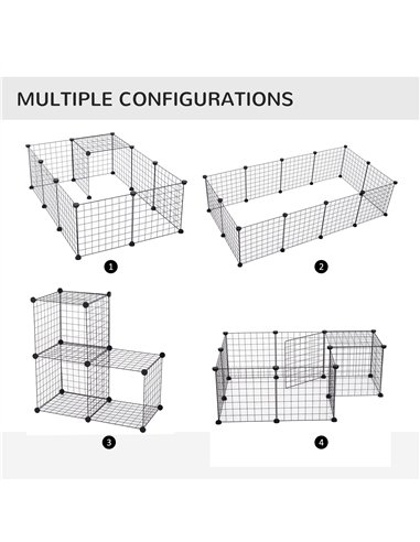 PawHut DIY Pet Playpen Metal Wire Fence 12 Panel Enclosure Indoor Outdoor Guinea Pig Bunny Small Animals Cage Black
