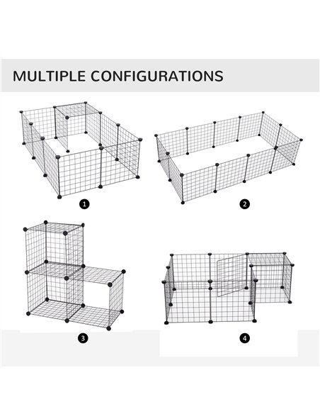 PawHut DIY Pet Playpen Metal Wire Fence 12 Panel Enclosure Indoor Outdoor Guinea Pig Bunny Small Animals Cage Black - pic 158203 | FastDaddyshop