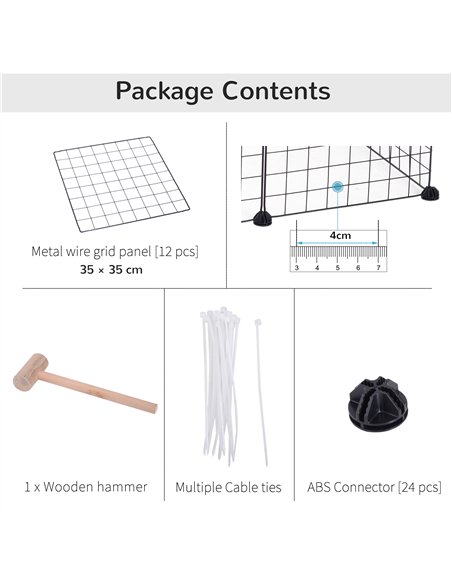 PawHut DIY Pet Playpen Metal Wire Fence 12 Panel Enclosure Indoor Outdoor Guinea Pig Bunny Small Animals Cage Black - pic 158205 | FastDaddyshop