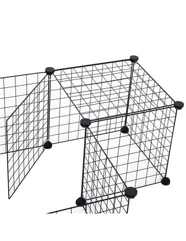 PawHut DIY Pet Playpen Metal Wire Fence 12 Panel Enclosure Indoor Outdoor Guinea Pig Bunny Small Animals Cage Black