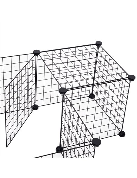 PawHut DIY Pet Playpen Metal Wire Fence 12 Panel Enclosure Indoor Outdoor Guinea Pig Bunny Small Animals Cage Black - pic 158207 | FastDaddyshop
