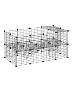 PawHut DIY Pet Playpen Metal Wire Fence Indoor Outdoor Rabbit Small Animals Cage 36 Panel Enclosure Black