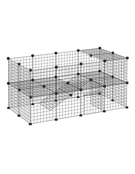PawHut DIY Pet Playpen Metal Wire Fence Indoor Outdoor Rabbit Small Animals Cage 36 Panel Enclosure Black - pic 158208 | FastDaddyshop