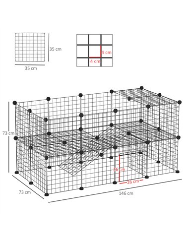 PawHut DIY Pet Playpen Metal Wire Fence Indoor Outdoor Rabbit Small Animals Cage 36 Panel Enclosure Black