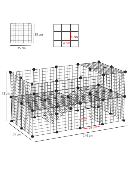 PawHut DIY Pet Playpen Metal Wire Fence Indoor Outdoor Rabbit Small Animals Cage 36 Panel Enclosure Black - pic 158210 | FastDaddyshop