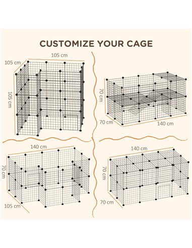 PawHut DIY Pet Playpen Metal Wire Fence Indoor Outdoor Rabbit Small Animals Cage 36 Panel Enclosure Black