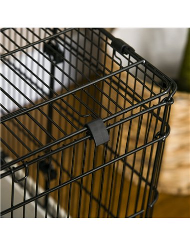 PawHut 2 Tier Rolling Small Animal Rabbit Cage Chinchillas Hutch Pet Play House with Platform Ramp Removable Tray 80 x 52.7 x 66